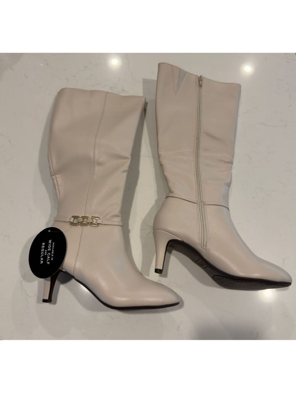 Jones New York Women's Hanlee Winter White Knee High Dress Boots Size 7.5